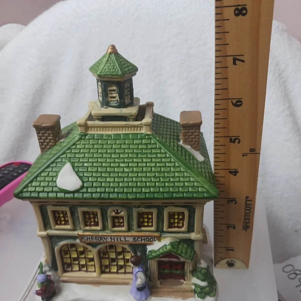Cherry Hill School Vtg Ceramic Lighted Christmas Village House 